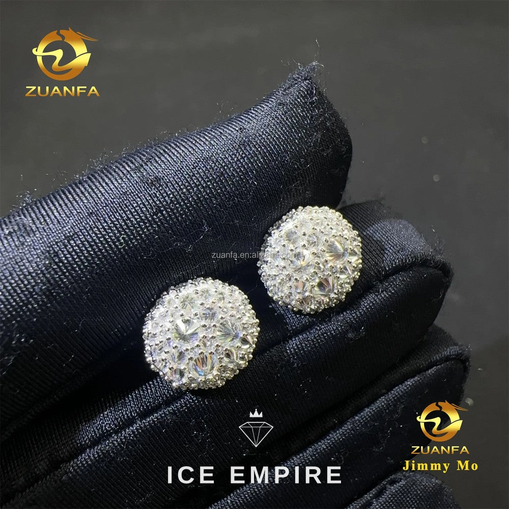 Iced Out 925 Silver Moissanite Stud Earrings