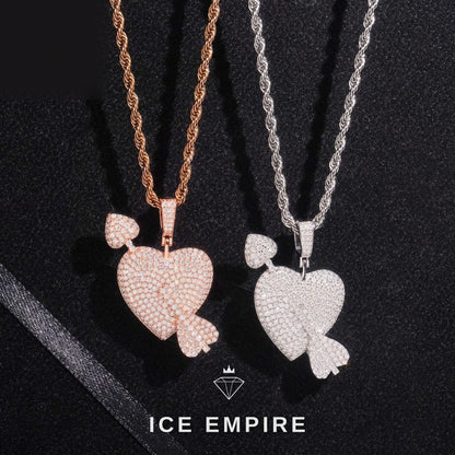 Iced Out Heart Rose Gold Plated Moissanite Pendant