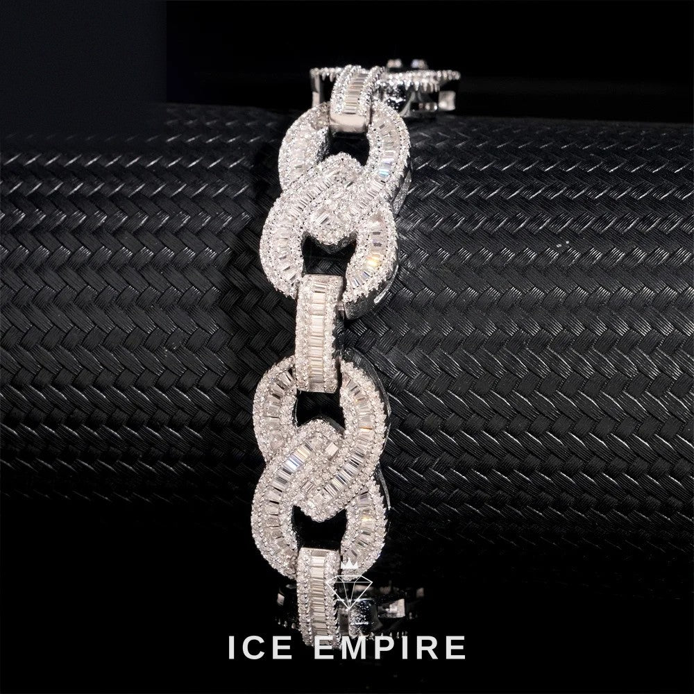 Iced Out Baguette Rose Gold Plated Moissanite Cuban Chain
