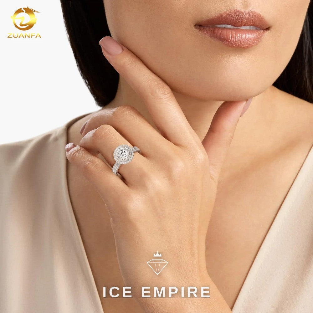 Iced Out 14K Gold Moissanite Engagement Ring