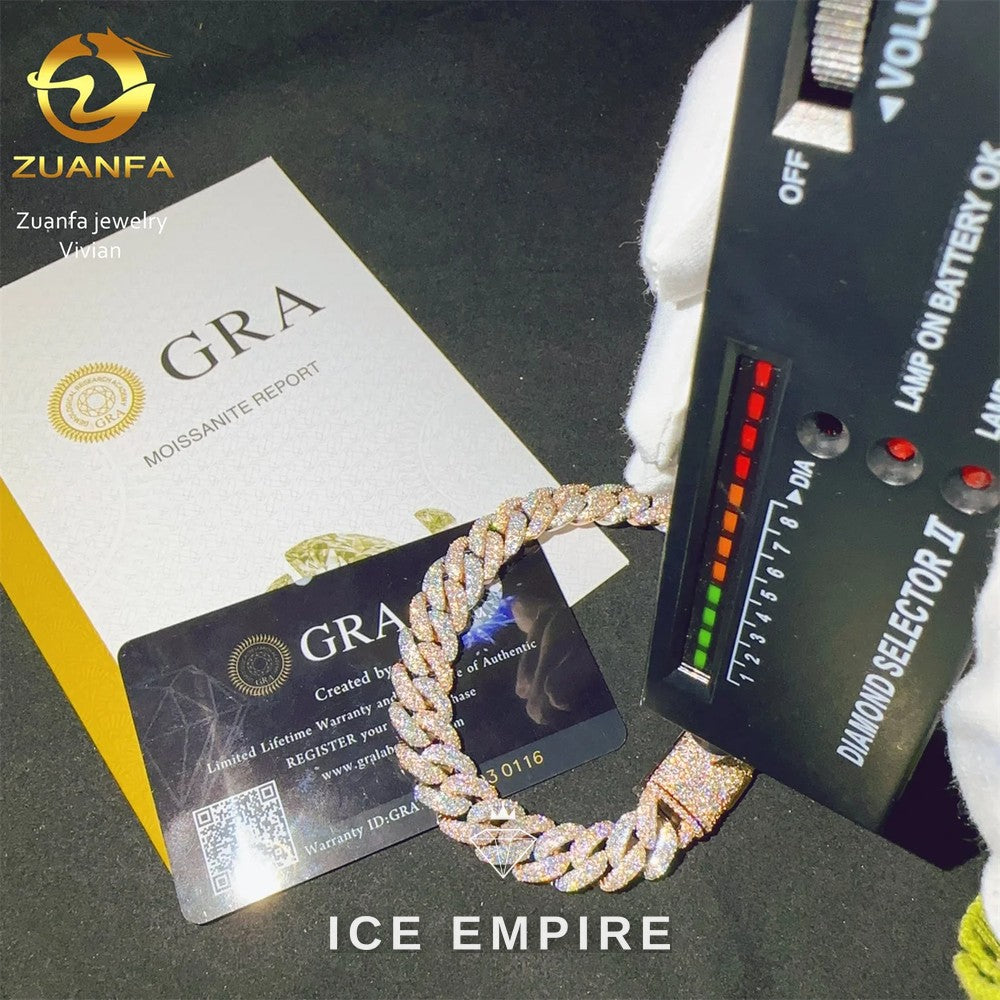 Iced Out Rose Gold Plated Moissanite Cuban Chain