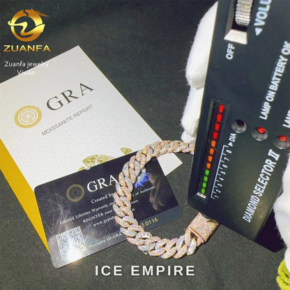 Iced Out Rose Gold Plated Moissanite Cuban Chain
