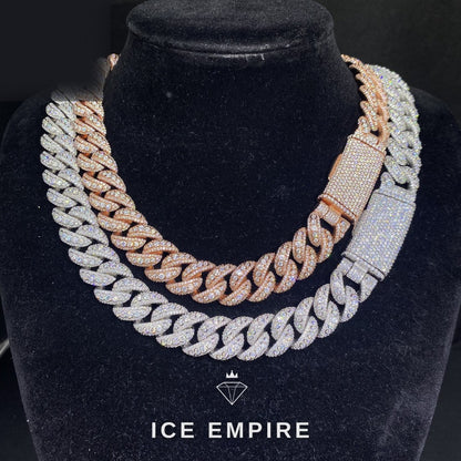 Iced Out Rose Gold Moissanite Cuban Chain