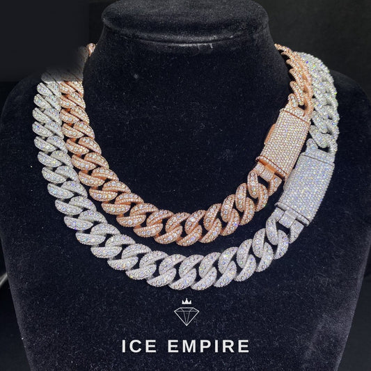 Iced Out Rose Gold Moissanite Cuban Chain