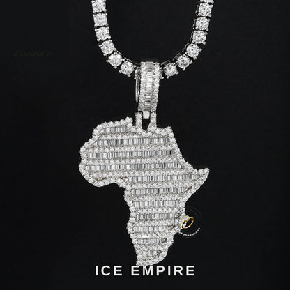 Iced Out Baguette 925 Silver Pendant