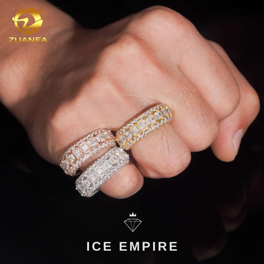 Iced Out 925 Silver Moissanite Engagement Ring