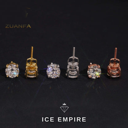 Iced Out Rose Gold Plated Moissanite Stud Earrings