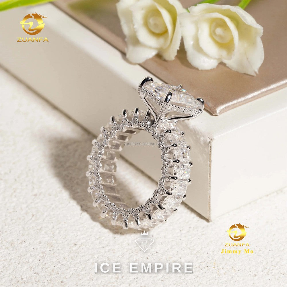 Iced Out 925 Silver Moissanite Ring