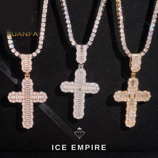 Iced Out Baguette Rose Gold Plated Moissanite Pendant