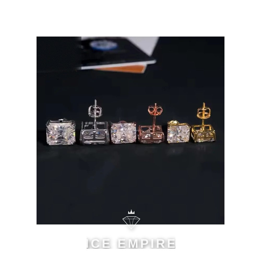 Iced Out 925 Silver Moissanite Stud Earrings