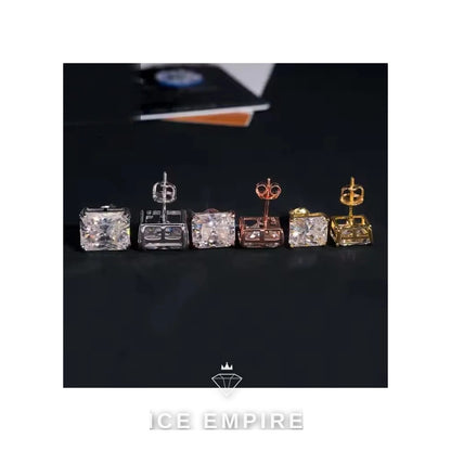 Iced Out 925 Silver Moissanite Stud Earrings