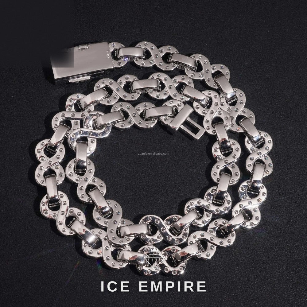 Iced Out Baguette 925 Silver Moissanite Cuban Chain