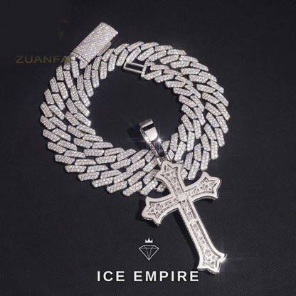 Iced Out Cross Rose Gold Plated Moissanite Pendant