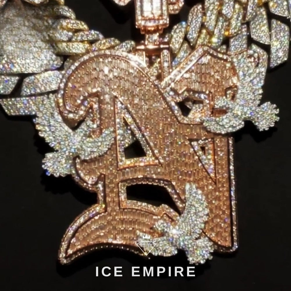 Iced Out Baguette 925 Silver Moissanite Pendant