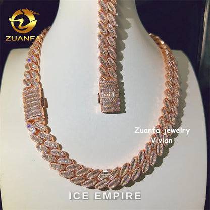 Iced Out Rose Gold Plated Moissanite Cuban Chain