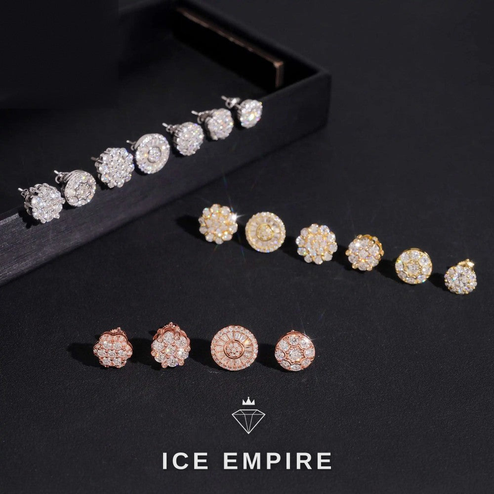 Iced Out Gold Plated Moissanite Stud Earrings