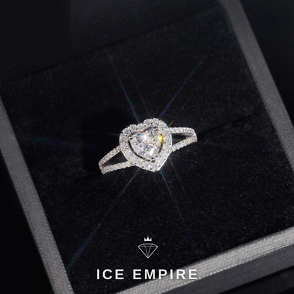 Iced Out Heart 18K Gold Moissanite Wedding Band