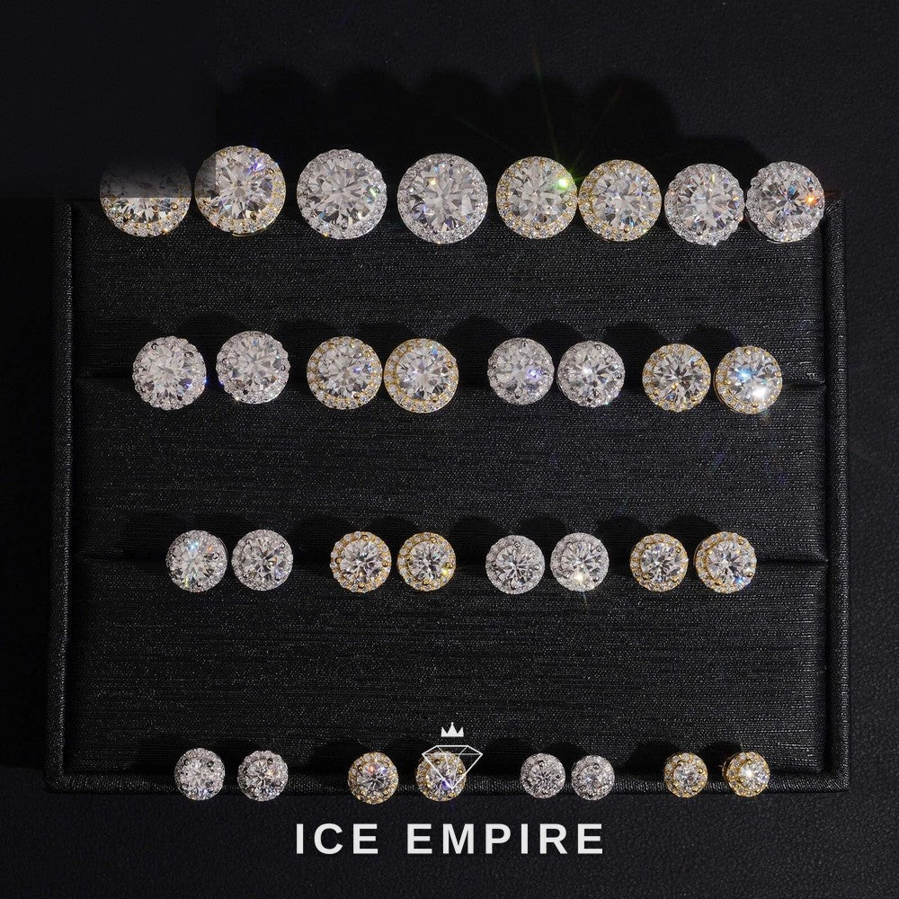 Iced Out 925 Silver Moissanite Stud Earrings
