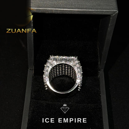 Iced Out Baguette 925 Silver Moissanite Ring