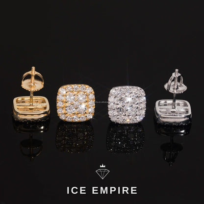 Iced Out Cluster Gold Plated Lab Grown Diamond Stud Earrings