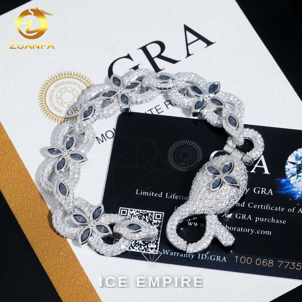 Iced Out 925 Silver Moissanite Cuban Chain