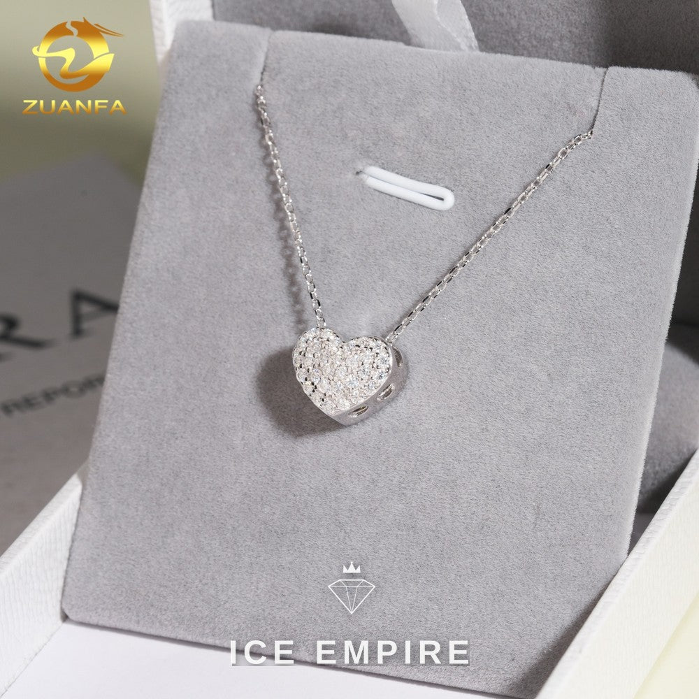 Iced Out Heart Rose Gold Plated Moissanite Cuban Chain
