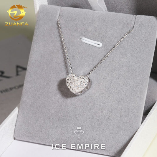 Iced Out Heart Rose Gold Plated Moissanite Cuban Chain
