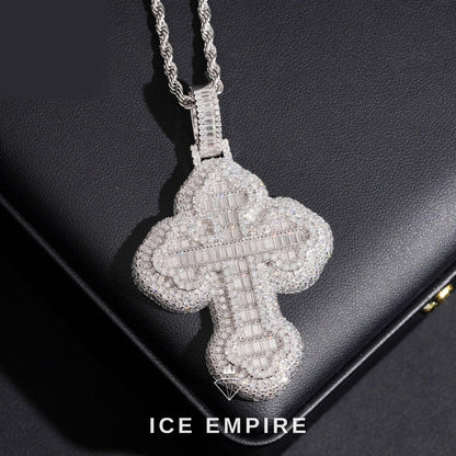 Iced Out Cross 925 Silver Moissanite Pendant
