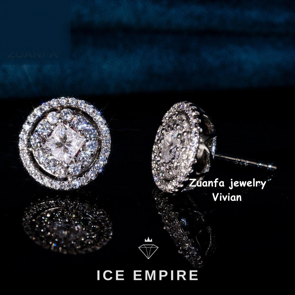 Iced Out Rose Gold Plated Moissanite Earrings