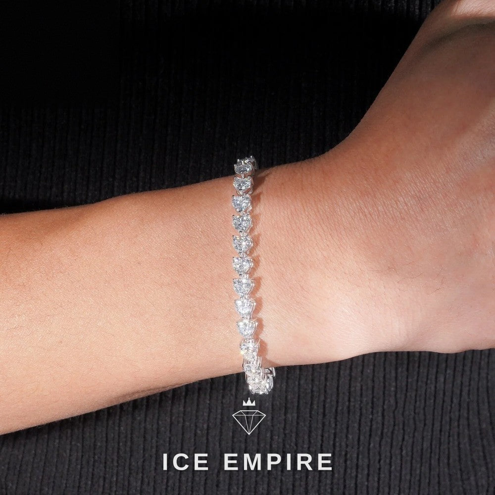 Iced Out Heart 925 Silver Moissanite Tennis Chain
