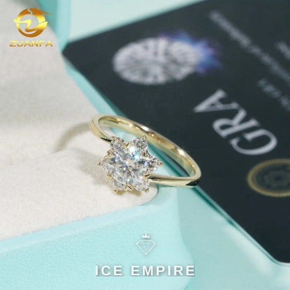 Iced Out 9K Gold Moissanite Engagement Ring