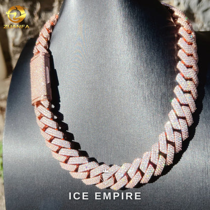 Iced Out Rose Gold Plated Moissanite Cuban Chain