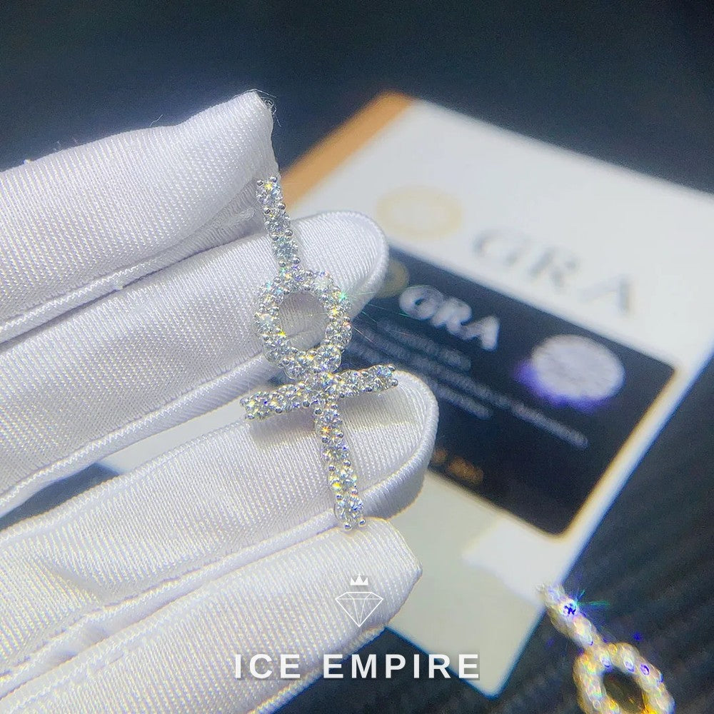 Iced Out Cross Rose Gold Plated Moissanite Pendant