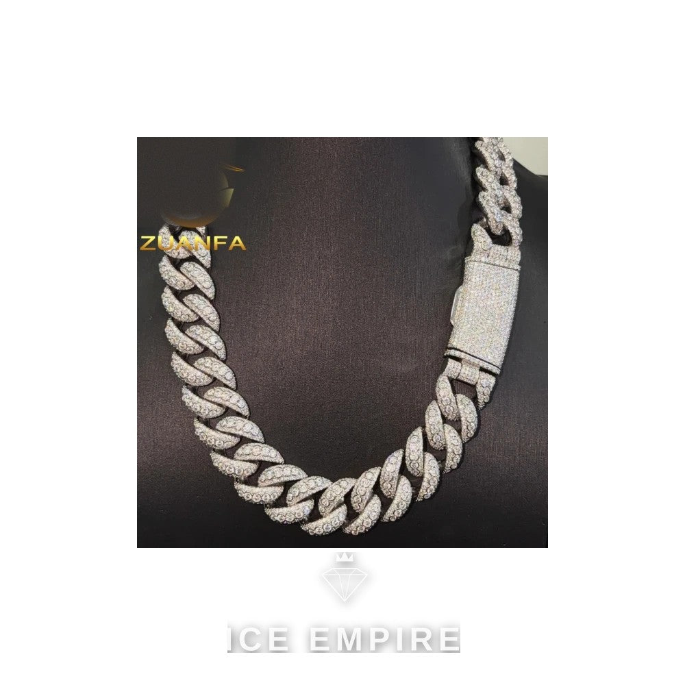 Iced Out 925 Silver Moissanite Cuban Chain
