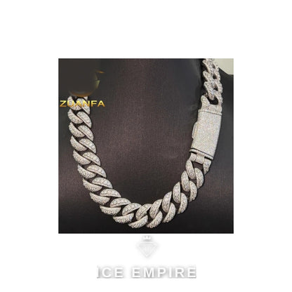 Iced Out 925 Silver Moissanite Cuban Chain