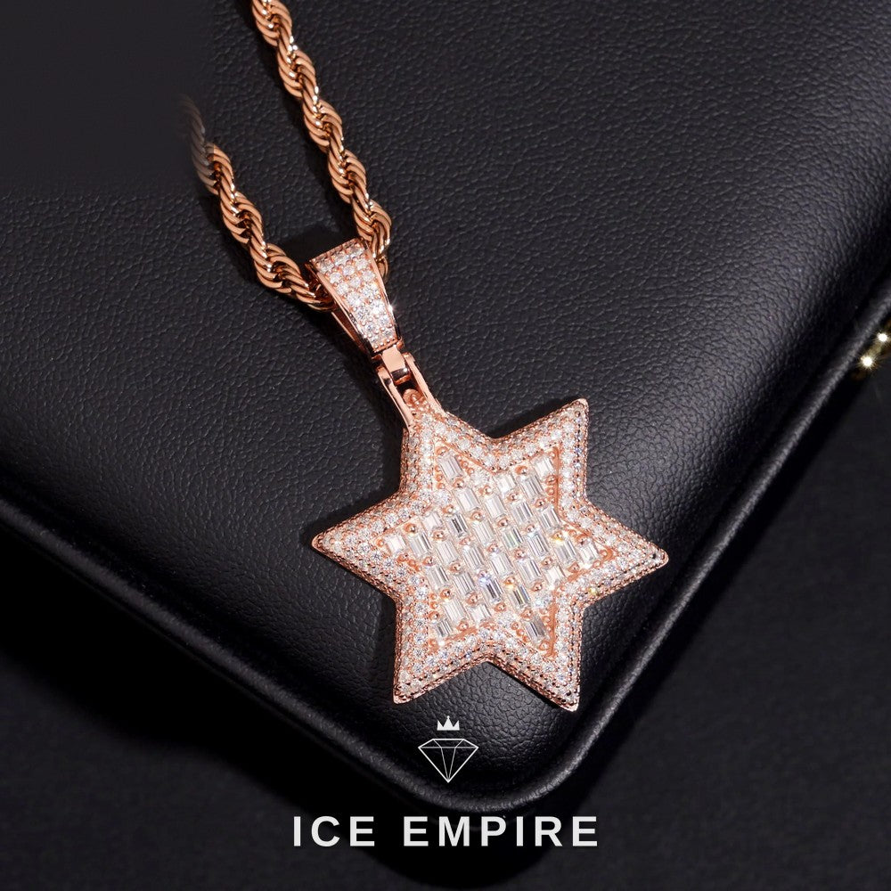 Iced Out Baguette 925 Silver Moissanite Pendant