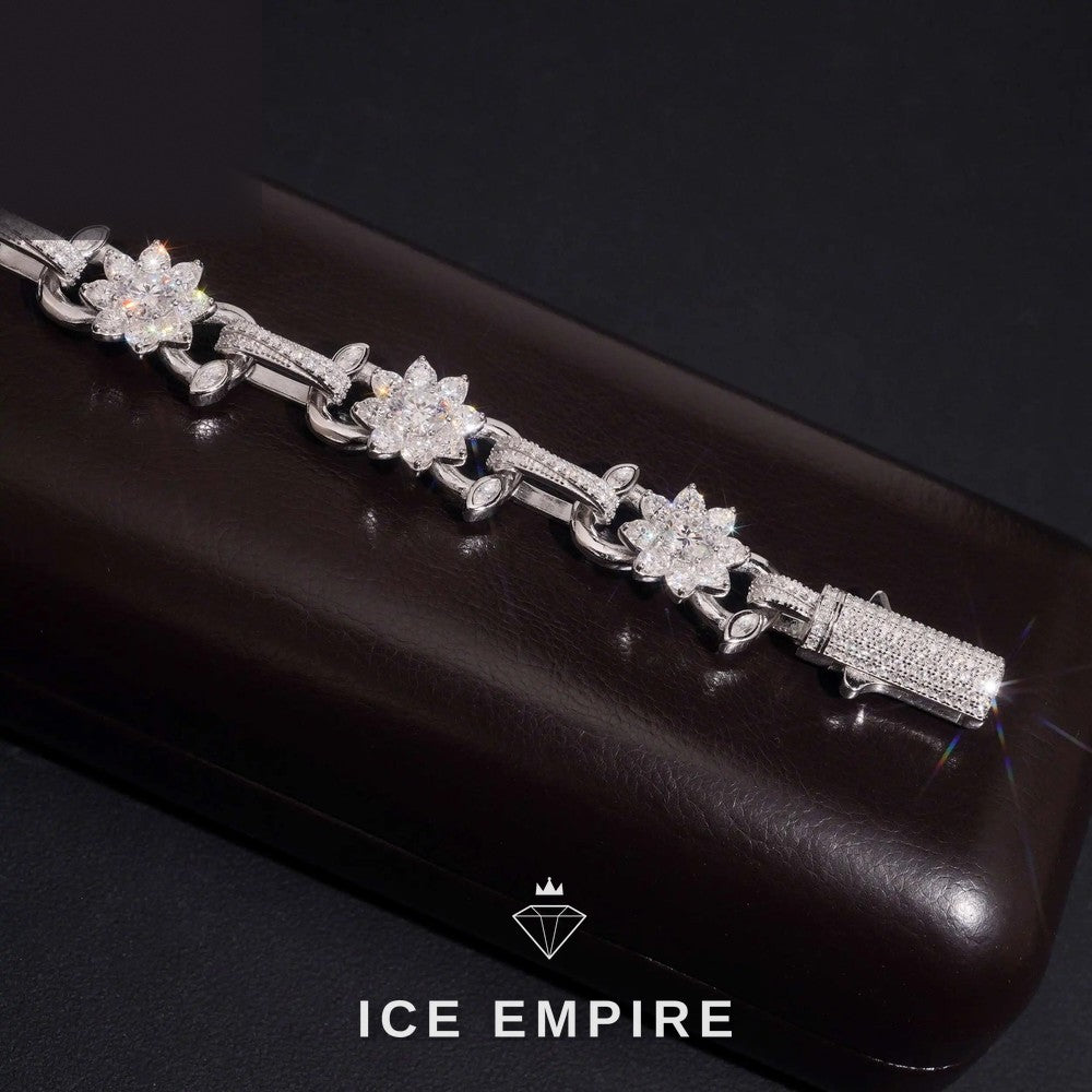 Iced Out Baguette 925 Silver Moissanite Cuban Chain