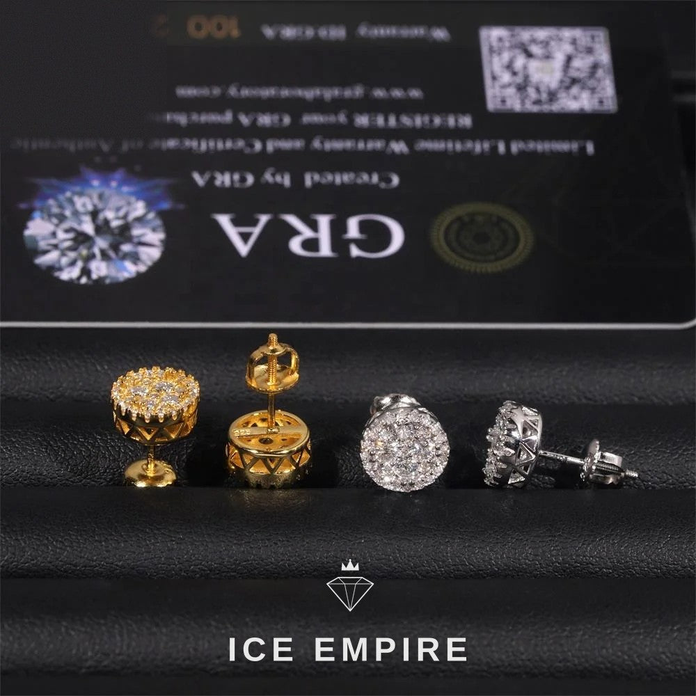 Iced Out 925 Silver Moissanite Stud Earrings