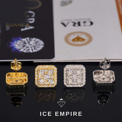 Iced Out Rose Gold Plated Moissanite Earrings