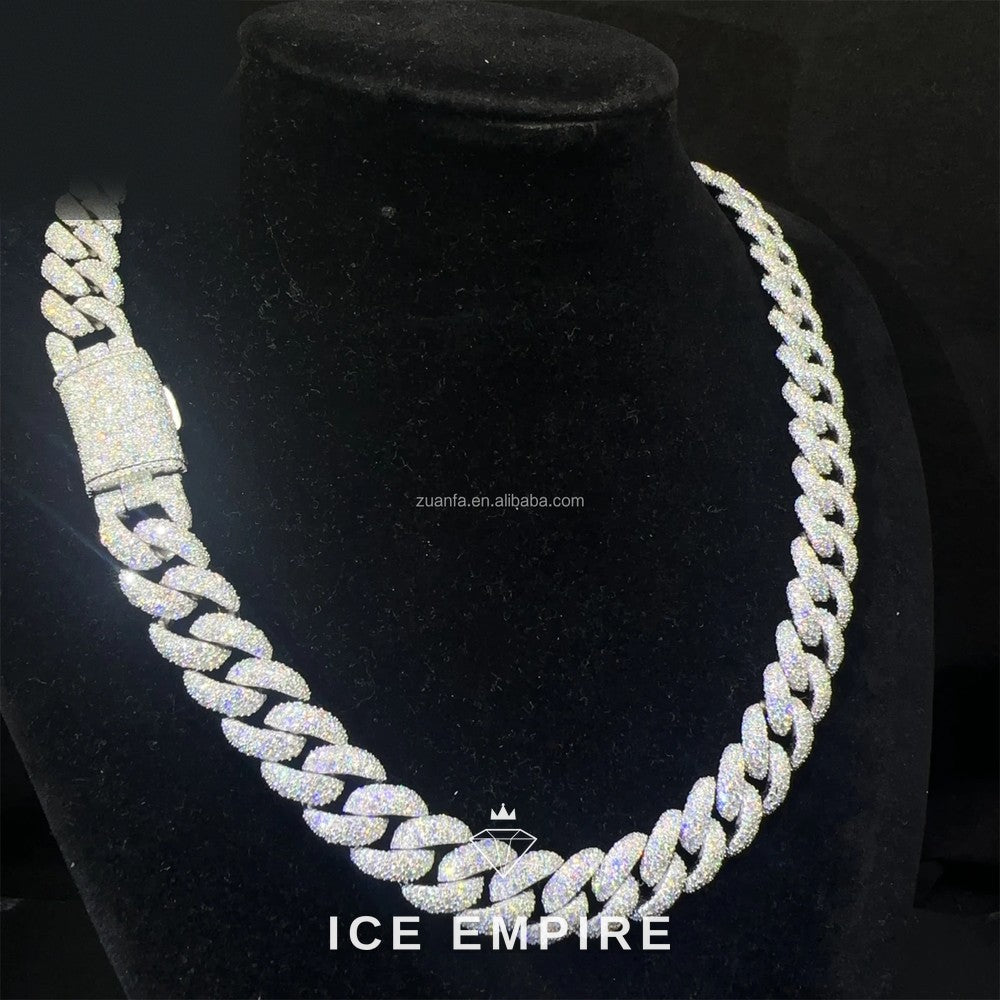 Iced Out 925 Silver Moissanite Cuban Chain