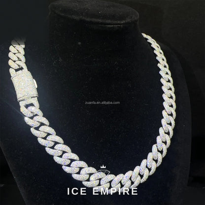 Iced Out 925 Silver Moissanite Cuban Chain