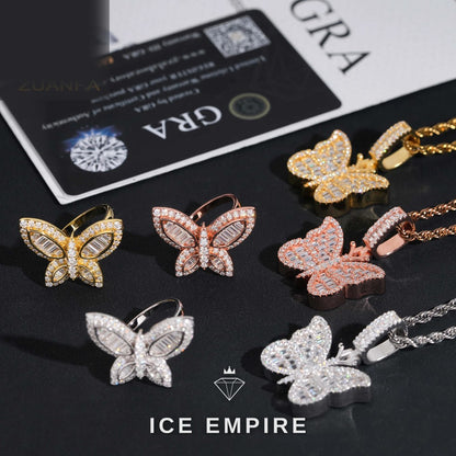 Iced Out Cross Rose Gold Plated Moissanite Pendant