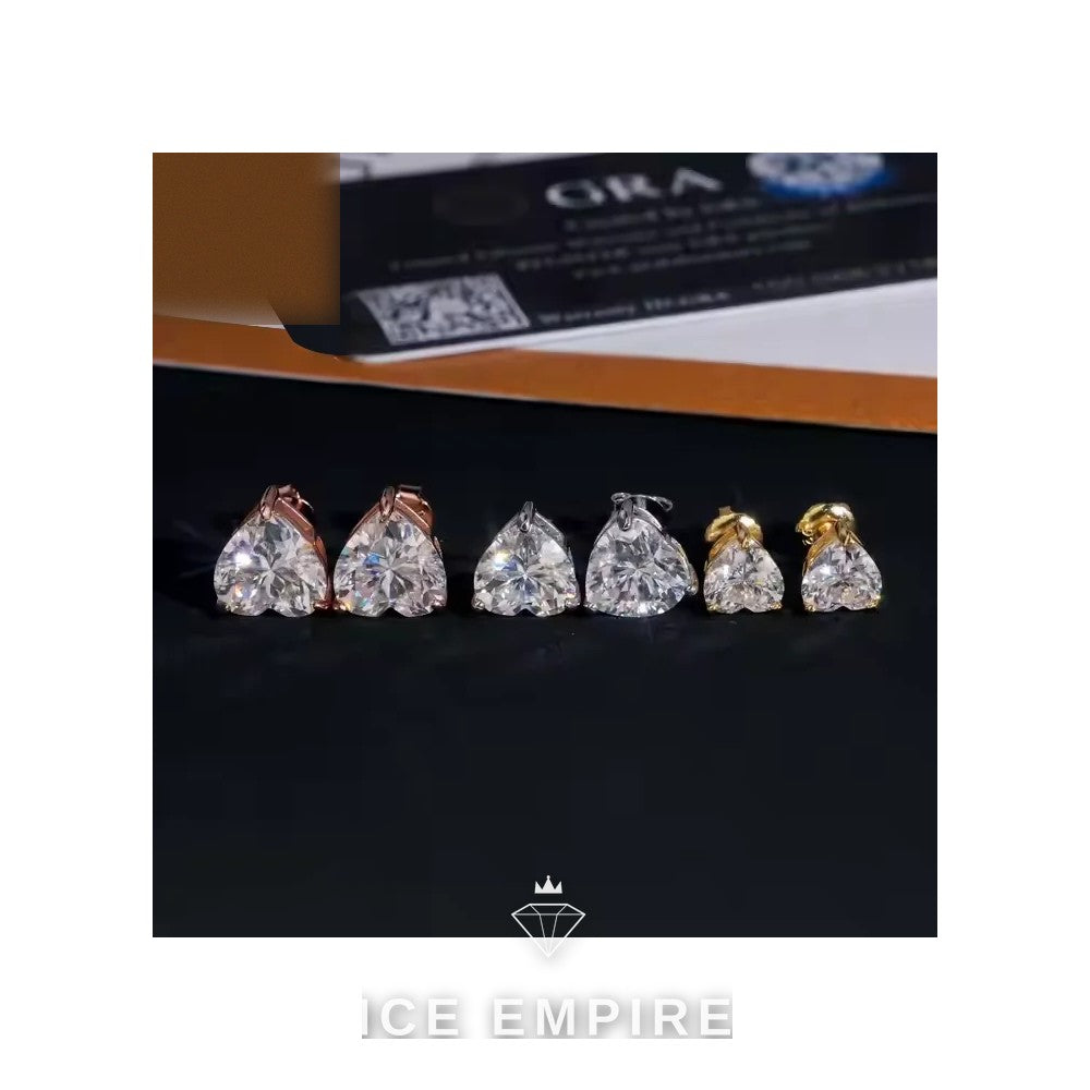 Iced Out Heart 925 Silver Moissanite Earrings