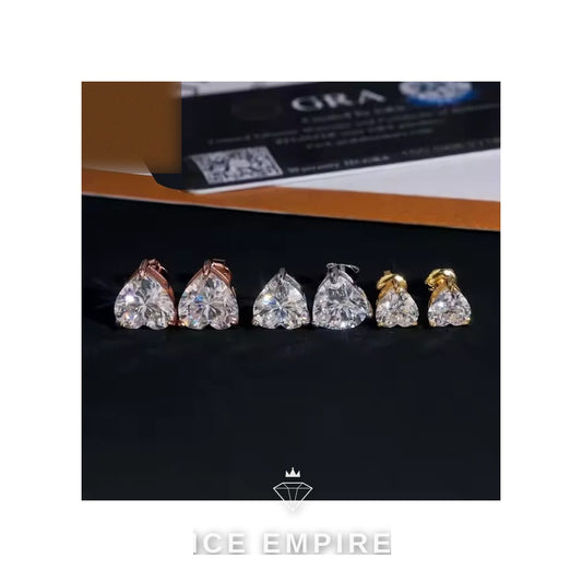 Iced Out Heart 925 Silver Moissanite Earrings