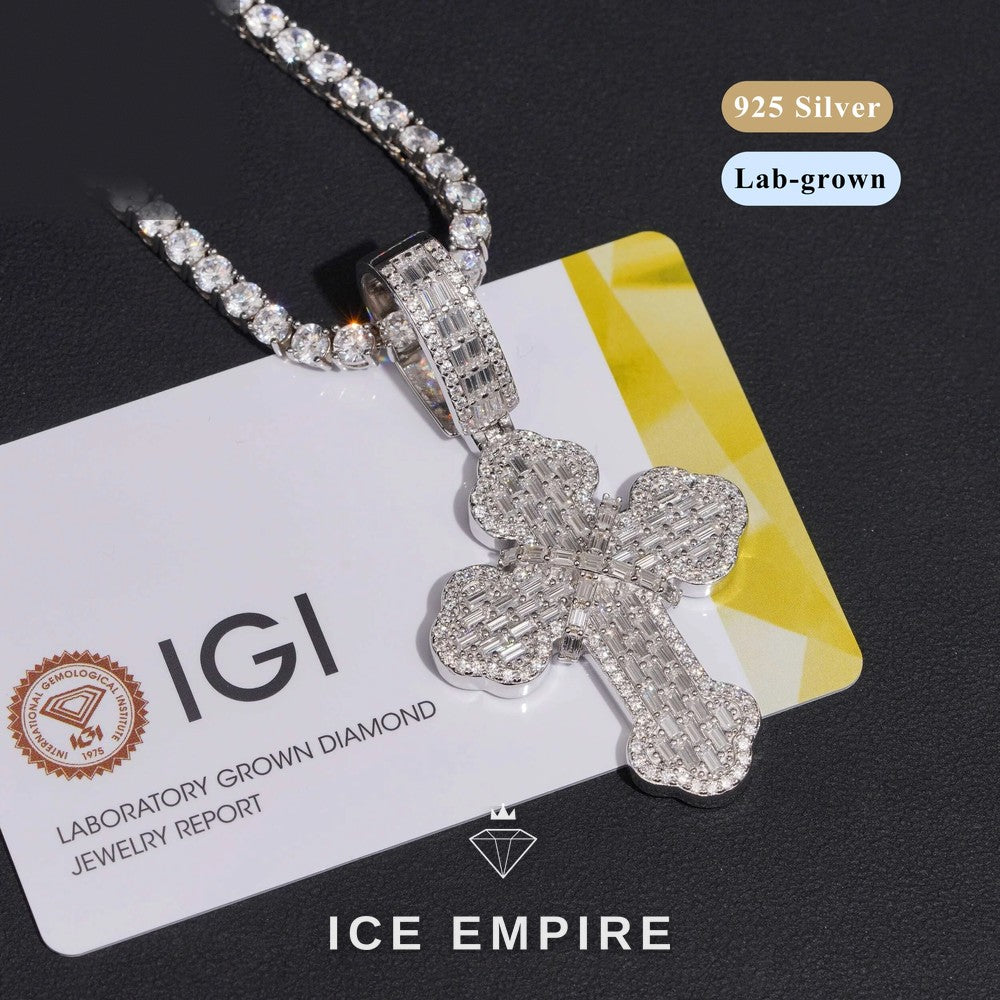 Iced Out Baguette Gold Plated Lab Grown Diamond Pendant