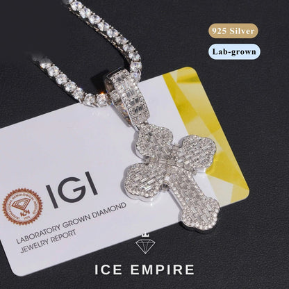 Iced Out Baguette Gold Plated Lab Grown Diamond Pendant