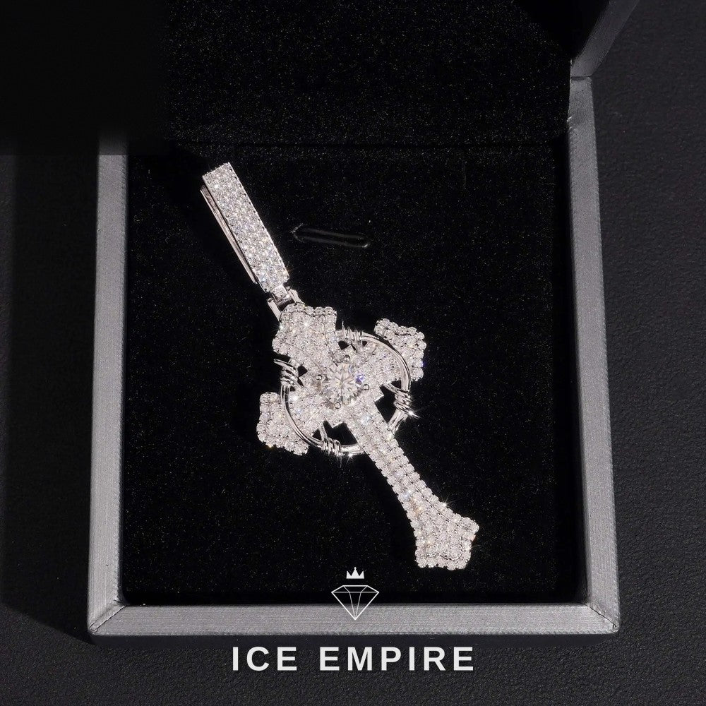 Iced Out Cross Rose Gold Plated Moissanite Tennis Chain