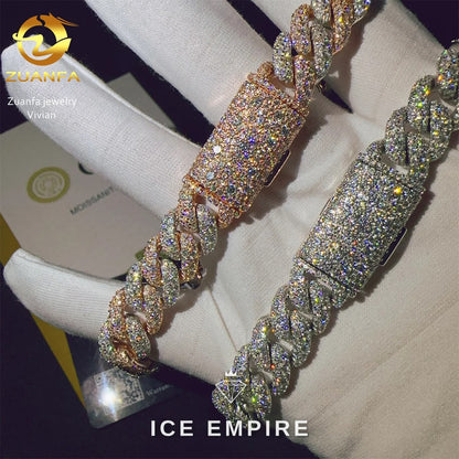 Iced Out Rose Gold Plated Moissanite Cuban Chain