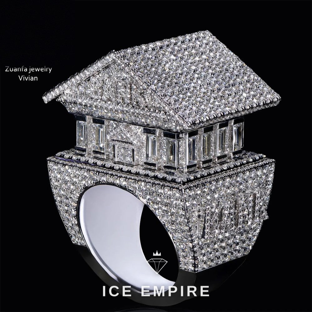 Iced Out 925 Silver Moissanite Ring