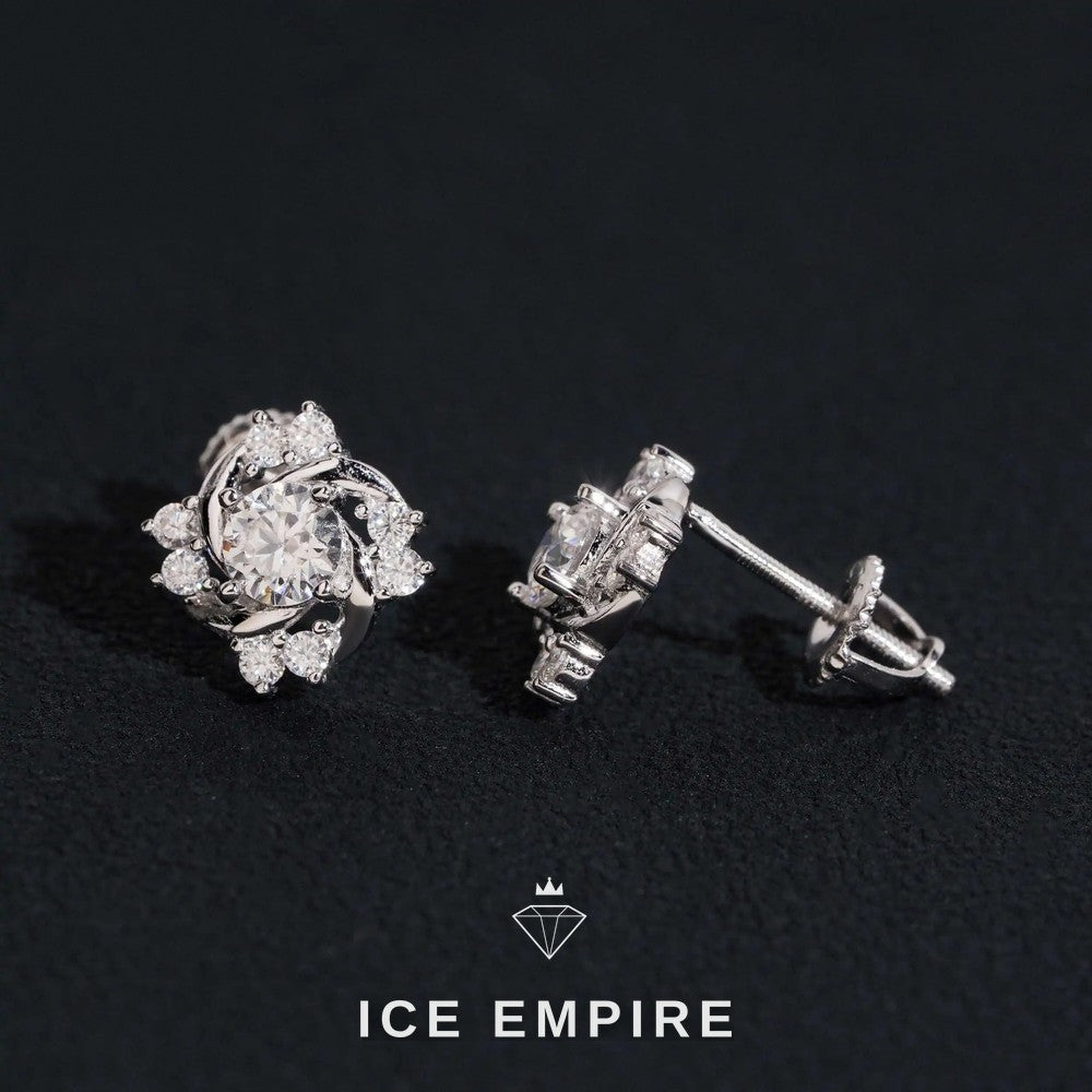 Iced Out 14K Gold Moissanite Stud Earrings